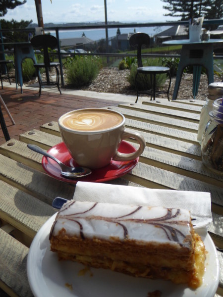 Milk & Honey for coffee after swim in Kiama